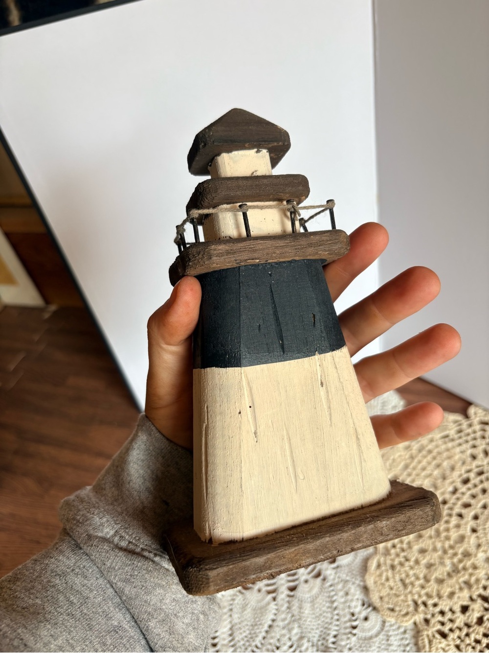 Vintage Wooden Lighthouse Statue Decor - Picture 5 of 5